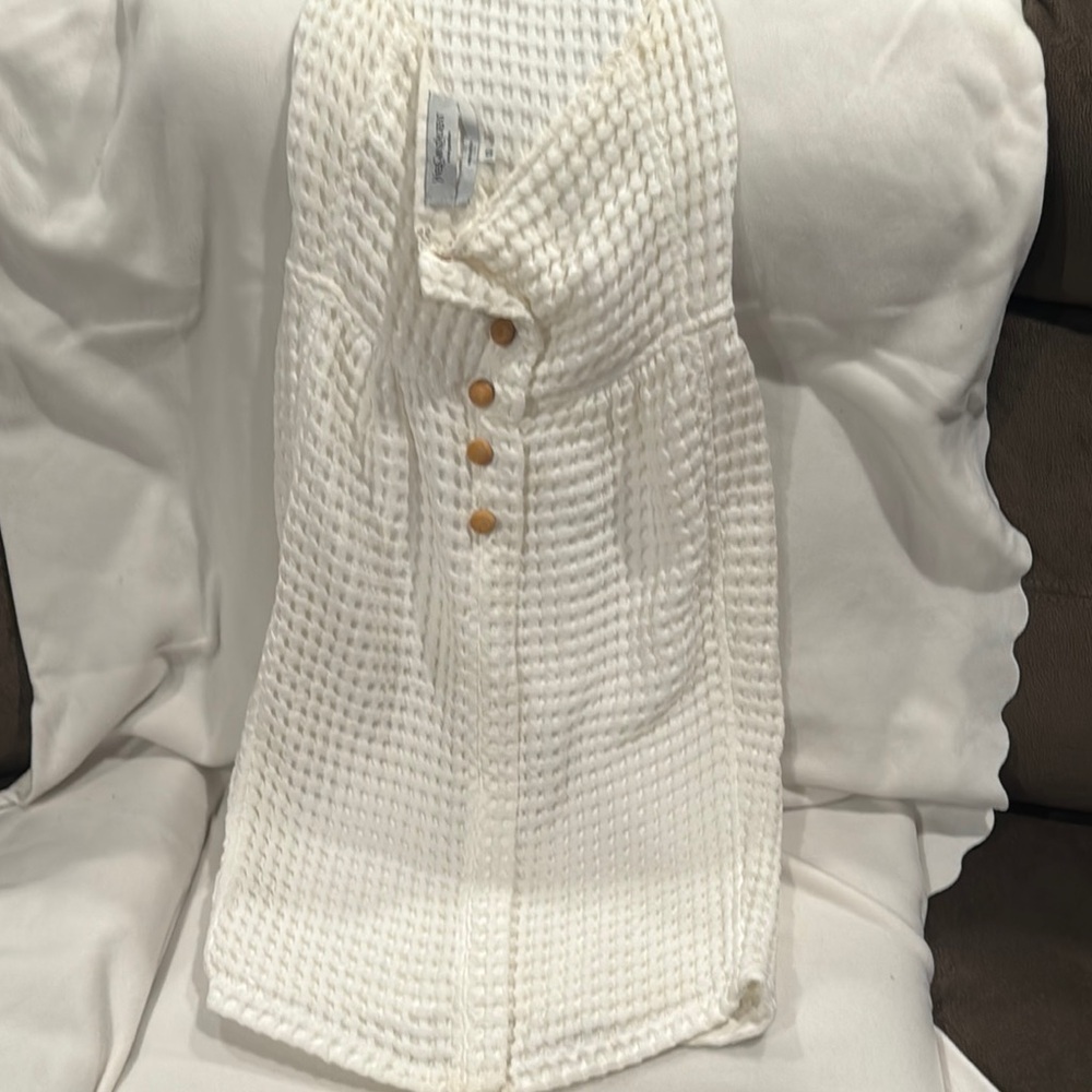 Yves Saint Laurent White Waffle Knit Top